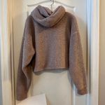 Gilly Hicks Fuzzy Fleece Cropped Hoodie Sweatshirt Tan Size L Photo 1