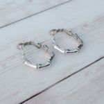 Trifari Vintage 1970's Crown  Hoop Stud Earrings with Bamboo Design Silver Tone Photo 6