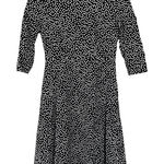 Lands' End Fit and Flare Dress Ponte Polka Dot Black White Size XS Petite Photo 0