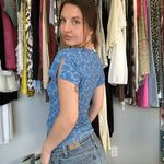 Sweet Pea Blue Paisley Mesh Wrap Top Photo 1