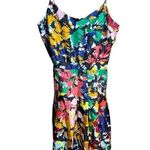 J. Crew Multicolored Brushstroke Silk Floral Abstract Sleeveless Dress Sz 2 Black Photo 2