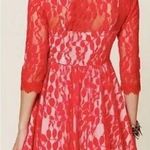 Free People Red Mesh Floral Lace Overlay Dress Size 4 Photo 1
