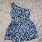 Sugar Lips  One Shoulder Blue and White Ruffle Mini Dress size XL Cocktail Party Photo 1