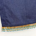 Vintage Michel Klein Paris Crop Beaded Fringe Jeans Blue Size XS Photo 3