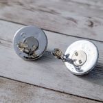 Vintage Clip On Earrings Light Pink Center with Silver Tone Halo Photo 5