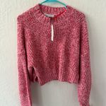 Rebecca Minkoff  Pink Red Knit Crop Bowie Sweater XL Photo 4