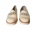 Naturalizer  Beige Leather Loafers with Block Heel and Chain Detail, Size 8 Photo 2