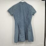 Bill Blass  VTG Denim Button Shirt Blue Striped Dress L Nautical Coastal Casual Photo 2