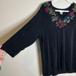 Laura Ashley Women Tunic top 2x Relax Fit Whimsigoth Embroidered Dark Floral Witchy Romantic Photo 5