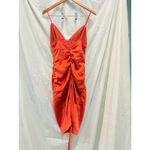NBD Dex Ruched Drawstring Adjustable Side Tie Poppy Orange Mini Dress Sz Small Photo 3