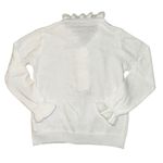 White ruffle sleeve diamond pearl button up sweater BNWOT women’s size XL Silver Photo 1