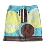 BODEN CIRCLES SKIRT BLUE YELLOW BROWN WHITE COTTON 6R Size 6 Photo 0