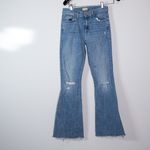 MOTHER Denim  The Weekender Fray Cotton Stretch Flare Leg Dreamer Wash Blue 27 Photo 0