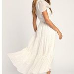 Lulus  Shining Sight White Metallic Gold Dotted One-Shoulder Midi Dress Size XS Photo 0