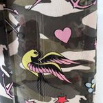 Love j Sheer Wrap Kimod Dress Sz M Olive Y2K Mesh Bird Heart Star Camo Artsy Photo 3