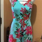 Guess  Womens Aqua Floral Walk Through Spaghetti Strap Romper Size: 6 Photo 1