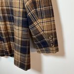 White Stag Wool Blend Plaid Blazer Jacket Brown Navy Classic Preppy Size 12 Academia Work Photo 6