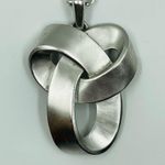 Trifari Crown Chunky Celtic Knot Pendant Silver Tone Cable Chain 10.5" Necklace Photo 4