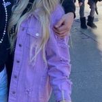 Distressed Lavender Denim Jacket Size L Photo 0