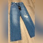 Levi's  Ribcage Straight Ankle Ultra High Rise Medium Wash Destroyed Denim Jeans Photo 2