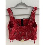 Monteau  Cropped Corset Top Womens Small Red Lace Western Y2K Festival Cowgirl Photo 1