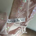 Lucy in the Sky  Iridescent Pink Sequin Mini Dress Lace-Up Back Fairycore Small Photo 5