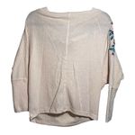 Umgee  pale Peach Waffle Knit Embroidered Boat Neck Blouse Dolman Sleeves - small Photo 1