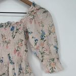 Saylor  Cropped Top Womens XS Multicolor Floral‎ Smocked Puff Sleeve Square Neck Photo 3