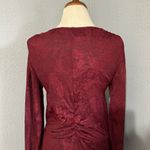 ZARA  Bloggers Fav Burgundy V-Neck Long Jacquard Wrap Maxi Christmas Dress Sz M Photo 8