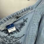 Old Navy  Chambray Denim Embroidered Long Flutter Sleeve Dress Size Small Boho Photo 8