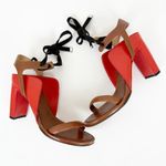 Maison Martin MARGIELA Red/Brown Lace Up Leather Heel Size 7.5 Photo 0