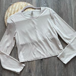 Yogalicious  heavenly rib Tara crop long sleeve‎ top in cream Photo 0