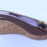 Anne Klein Odiana Brown Leather Slingback Wedges 6 Photo 5