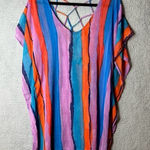 Palisades Beach Club Cover Up Women OS One Size Multicolor‎ Flowy Sheer Tassels Purple Photo 0