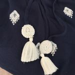 Sundance Embroidered Cropped Pull On Pants Size Small Dark Navy White Photo 2