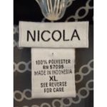 NICOLA Black White Chain Link Sheer Blouse Top XL Long Sleeve Button Up Photo 1