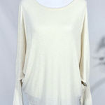 Andree by Unit  Cream Batwing Sleeve Slub Textured Top Sz Large 💚 Photo 0