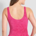 Modcloth  I Want Velour Velour Velour Bodysuit Floral Texture Fuchsia Hot Pink M Photo 4