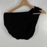 Norma Kamali  Diana Crop Top‎ S Black One Shoulder Ruched Asymmetrical Draped Photo 2