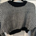 Adika  Fuzzy Soft Striped Cropped Sweater Photo 2