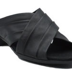 Munro  | Black Leather Lee Open Toe Twisted Block Kitten Heel Slide Mules, 7.5W Photo 0