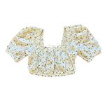 ZARA  Crop Top Floral Print Balloon Sleeve White Yellow Womens Size Small Photo 7