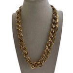 Vintage Monet Gold Tone Chunky Flat Double Curb Link Chain Necklace Signed 20” Photo 0