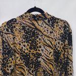 JM Collection Vintage  Button Front Shirt XL Black Brown Animal‎ Print Mob Wife Photo 8