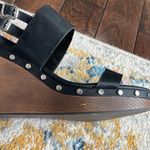 Bleecker and Bond  Sandra  Leather Wedge Black Studded Platform Sandals  Size 10 Photo 11