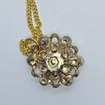 Handmade Gold-Tone Turquoise Green Rhinestone Necklace Photo 5