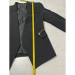 Zara‎ Basic Blazer Jacket Black Gold Zipper Detail Faux Leather Sleeve Small Photo 7