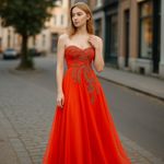 NWT NINA CANACCI 21641 DRESS IN COLOR TANGERINE SZ Photo 1