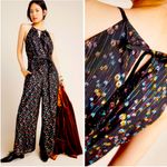 Anthropologie Wide Leg Jumpsuit Metallic Black Motif Size 2 NWT Eva Franco $190 Photo 1