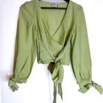 Princess Polly Alena Wrap Top in Sage Light Green Size US 2 Photo 15